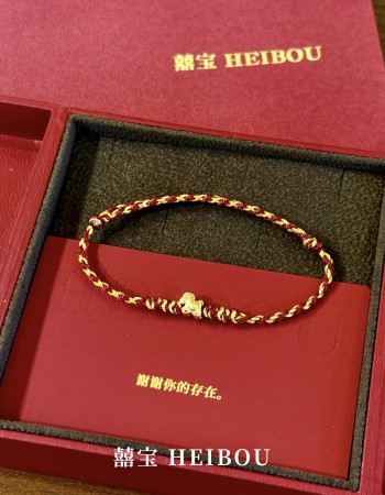 【KL现货】微硬金金币小马+大人红金编绳