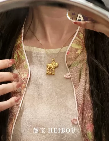 【3D硬金】小猪牌铃铛-项链吊坠