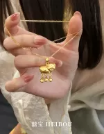 【3D硬金】小猪牌铃铛-项链吊坠
