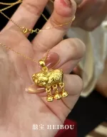 【3D硬金】小猪牌铃铛-项链吊坠