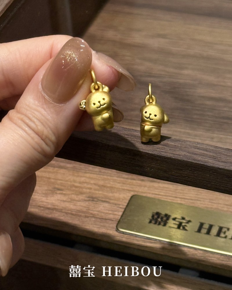 【3D硬金】贴贴线条小狗-吊坠（磁吸）