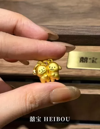 【3D硬金】贴贴线条小狗-吊坠（磁吸）