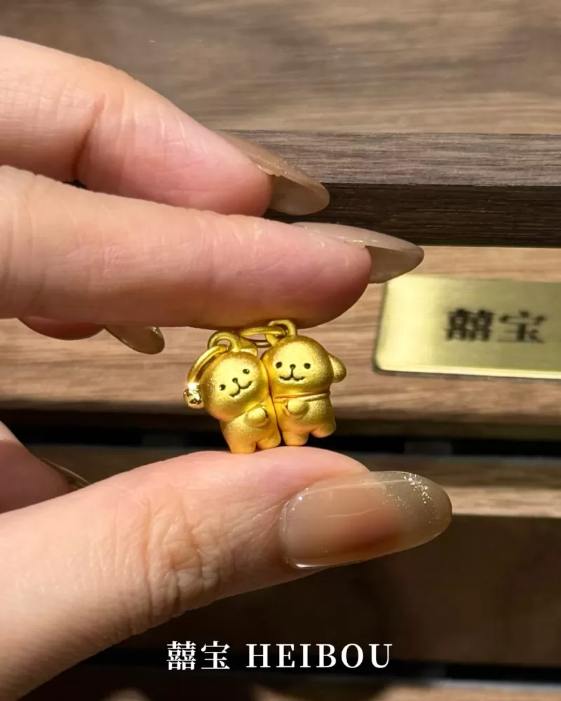 【3D硬金】贴贴线条小狗-吊坠（磁吸）