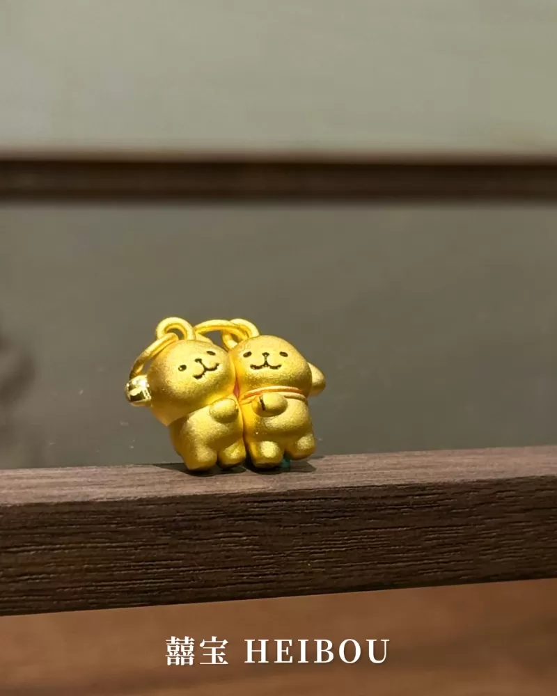 【3D硬金】贴贴线条小狗-吊坠（磁吸）