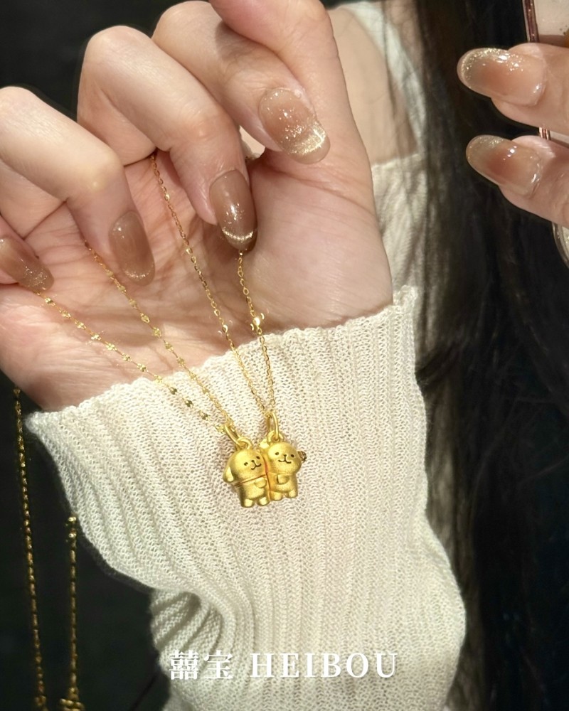 【3D硬金】贴贴线条小狗-吊坠（磁吸）