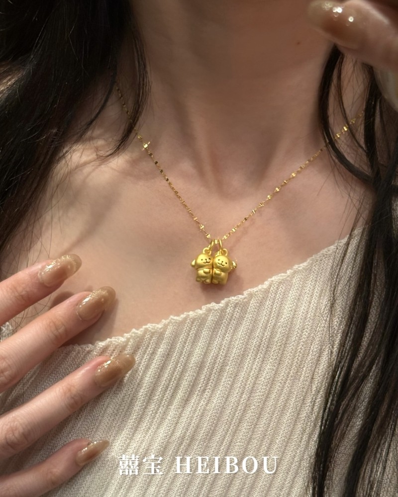 【3D硬金】贴贴线条小狗-吊坠（磁吸）