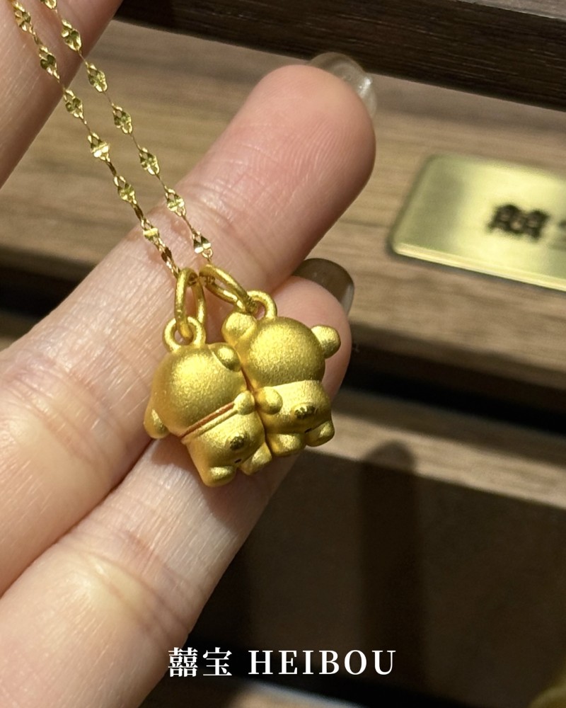 【3D硬金】贴贴线条小狗-吊坠（磁吸）