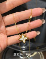 【5D硬金】LV四花白贝母-套链