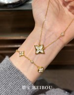 【5D硬金】LV四花白贝母-套链