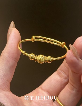 【5D硬金】三连福珠-宝宝手镯