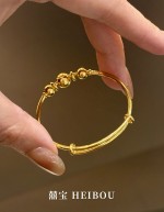 【5D硬金】三连福珠-宝宝手镯