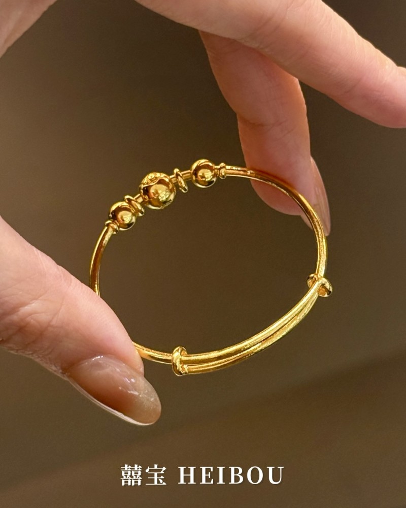 【5D硬金】三连福珠-宝宝手镯