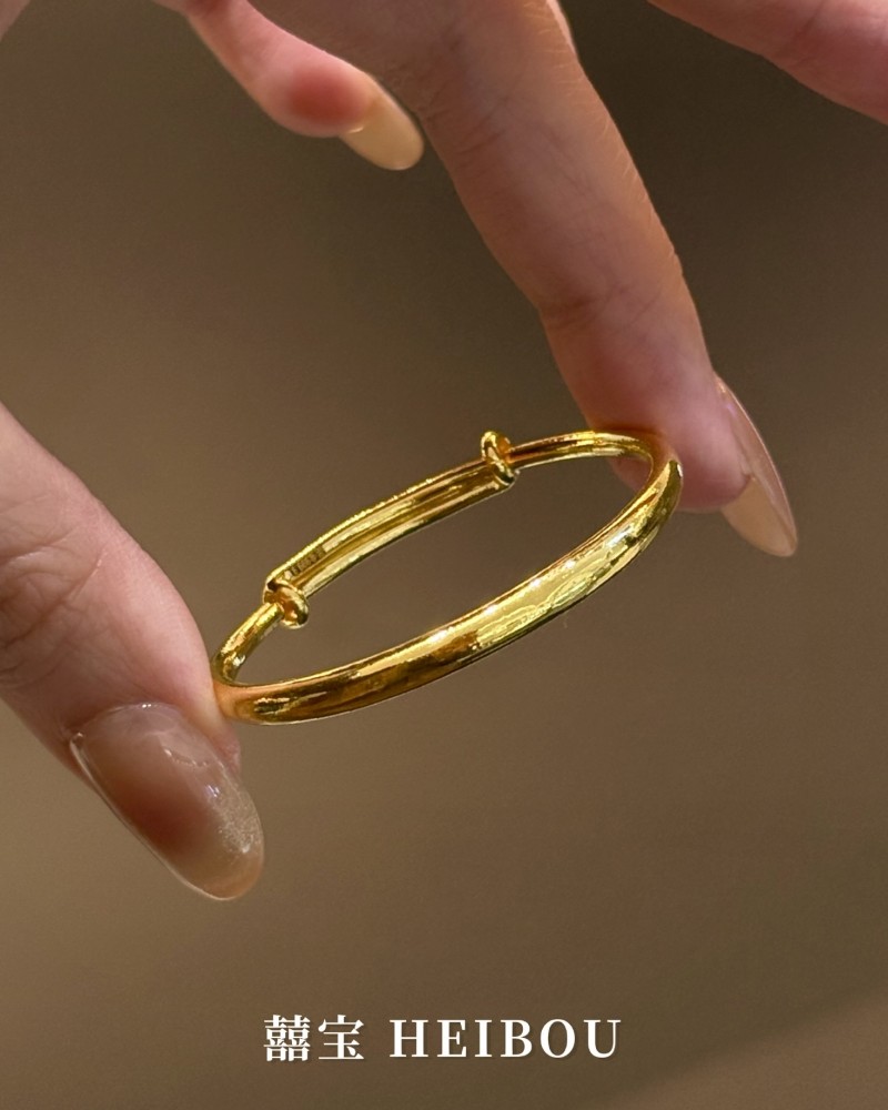 【5D硬金】光面泥鳅背素圈-宝宝手镯