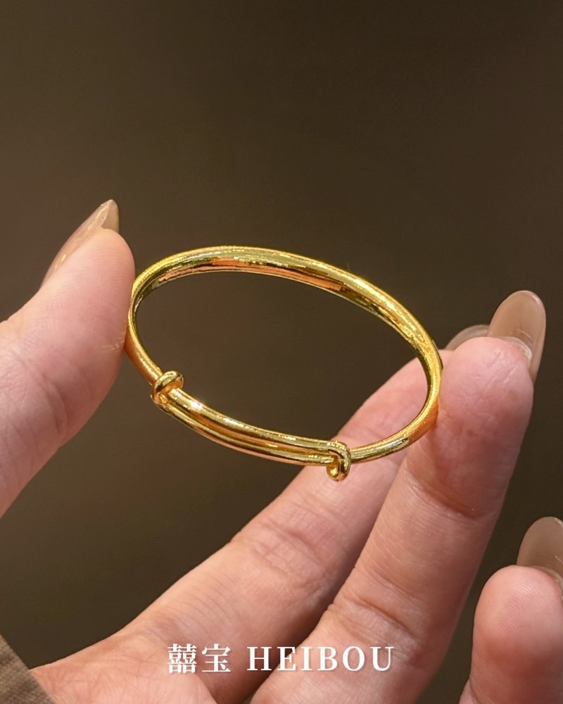 【5D硬金】光面泥鳅背素圈-宝宝手镯