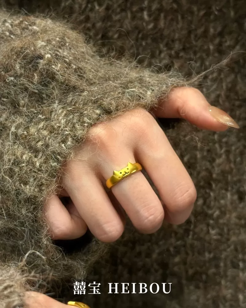 【5D硬金】招财猫爪喵喵-戒指