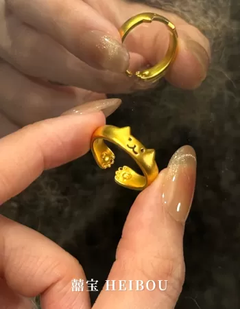 【5D硬金】招财猫爪喵喵-戒指