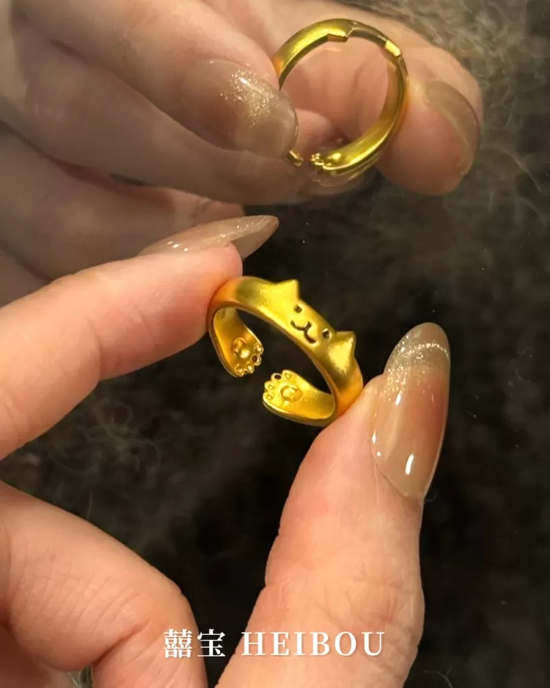 【5D硬金】招财猫爪喵喵-戒指