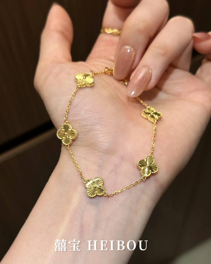 【5G实心】全金五花四叶草-手链