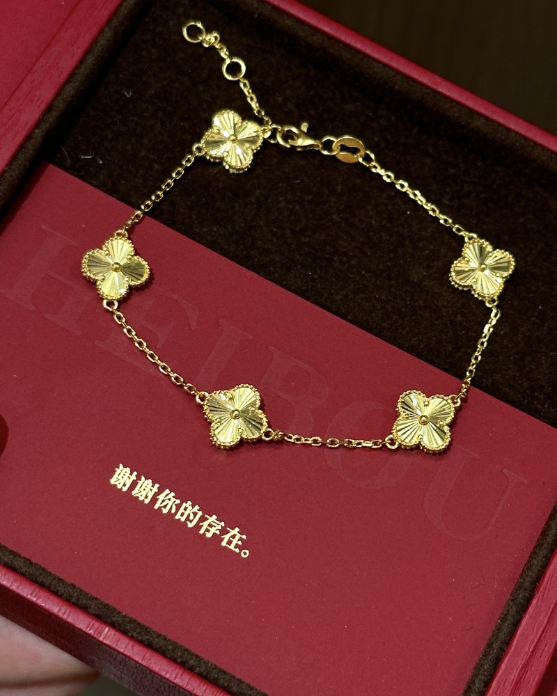 【5G实心】全金五花四叶草-手链