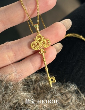 【5G实心】花丝三叶草钥匙-吊坠