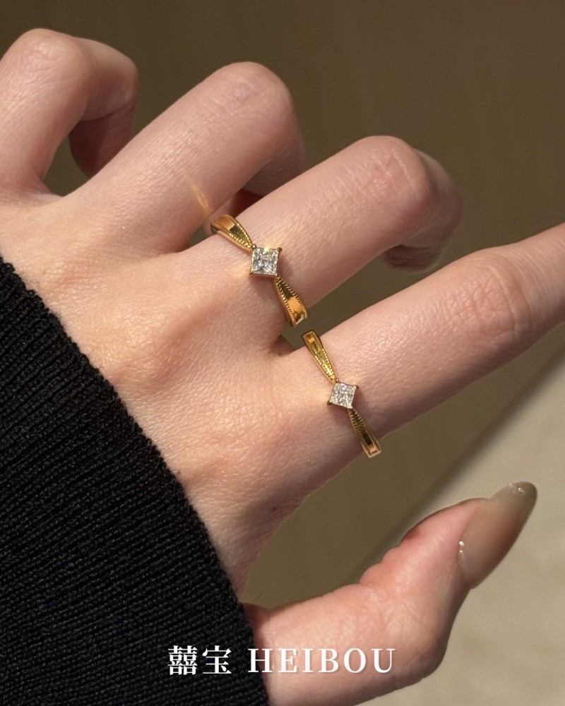 【6D镶嵌】公主方钻戒指