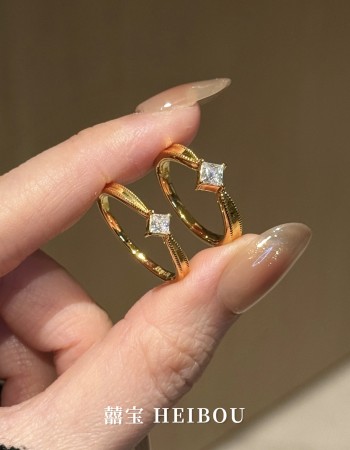 【6D镶嵌】公主方钻戒指