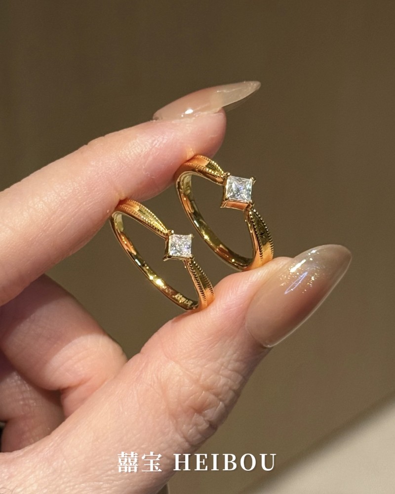 【6D镶嵌】公主方钻戒指