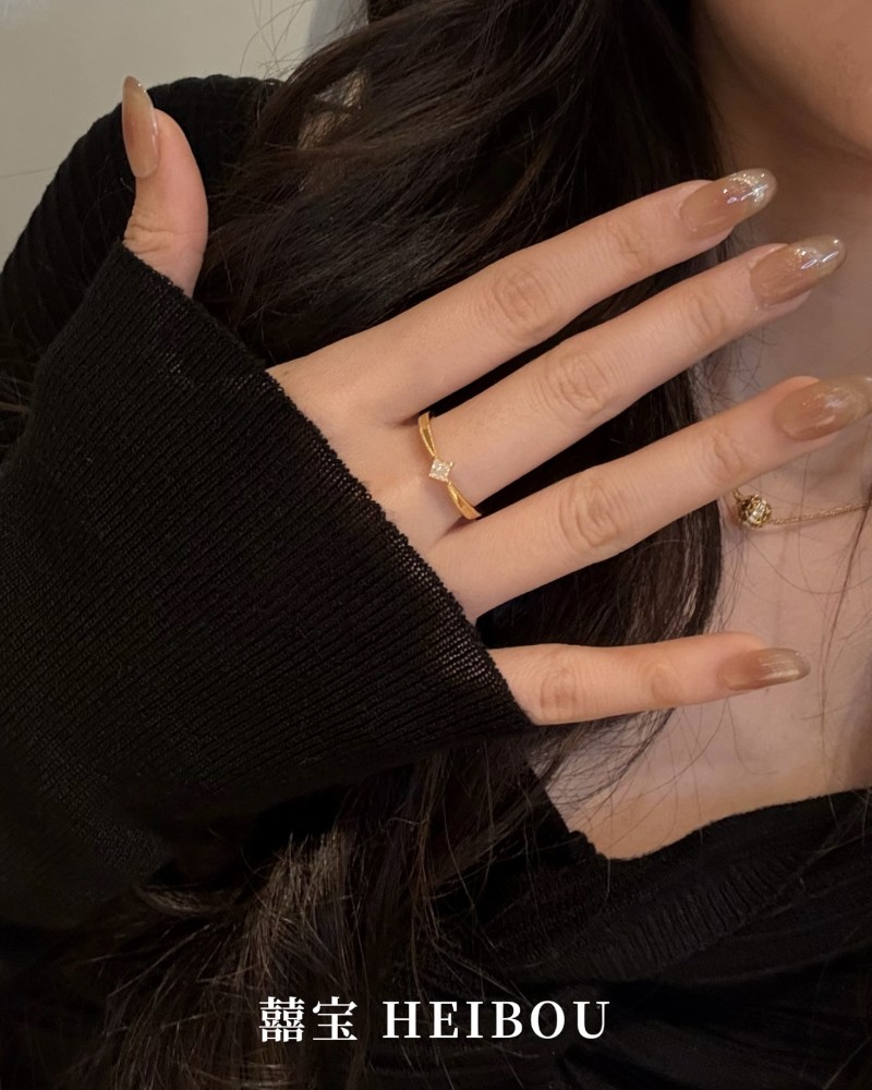 【6D镶嵌】公主方钻戒指