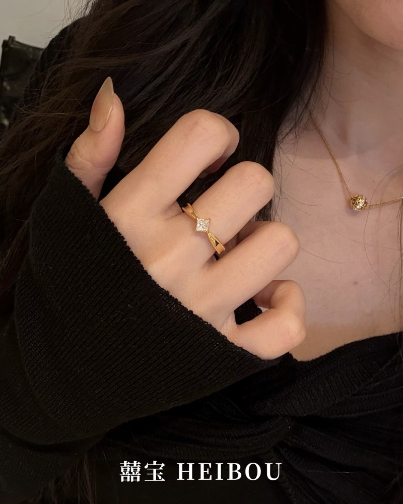 【6D镶嵌】公主方钻戒指