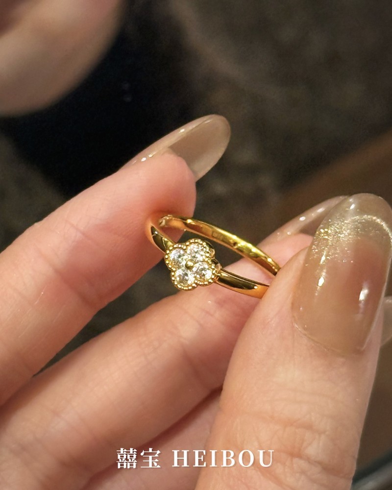 【6D镶嵌】四叶草单花戒指