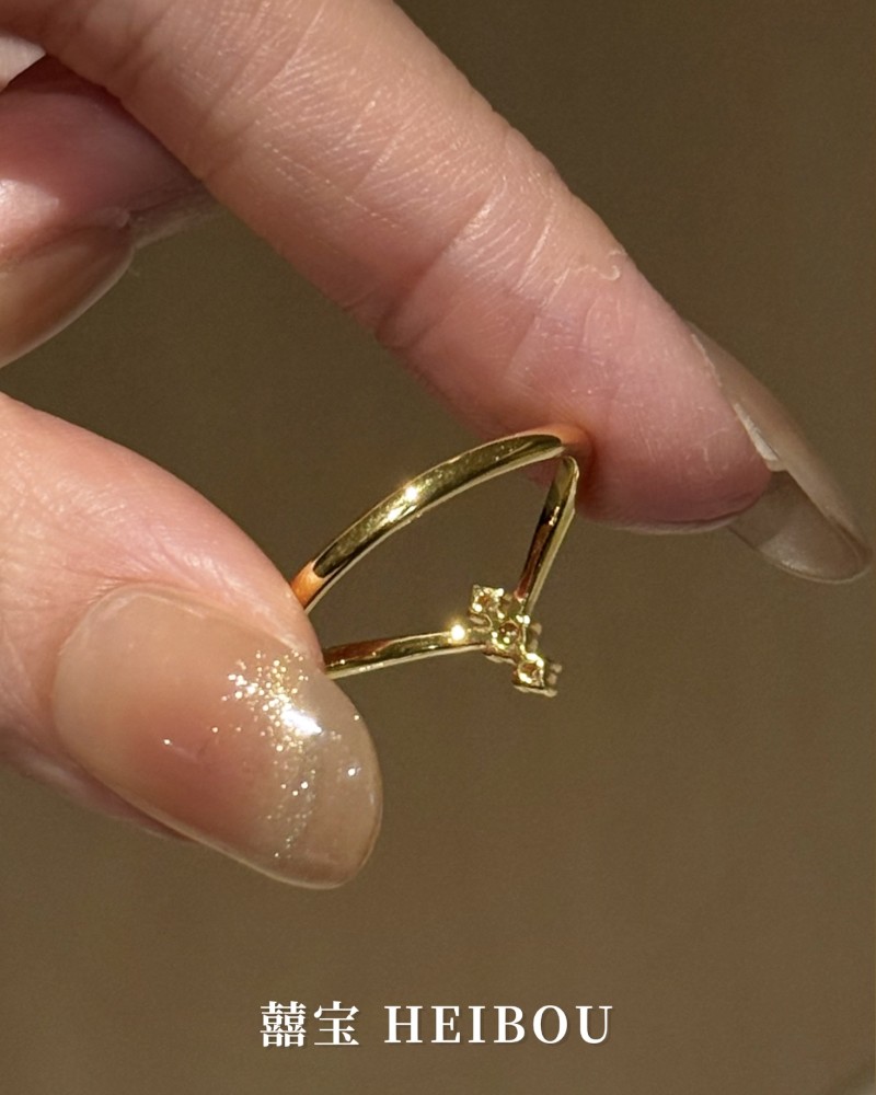 【6D镶嵌】点钻V形戒指