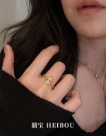 【6D镶嵌】点钻双蝶戒指