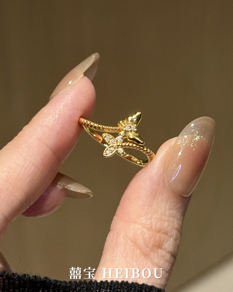 【6D镶嵌】点钻双蝶戒指