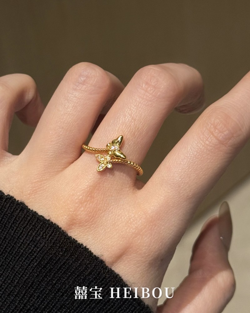 【6D镶嵌】点钻双蝶戒指