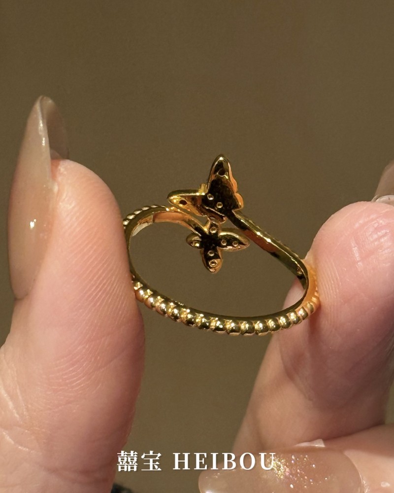 【6D镶嵌】点钻双蝶戒指