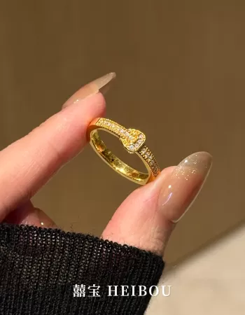 【6D镶嵌】点钻皮扣戒指