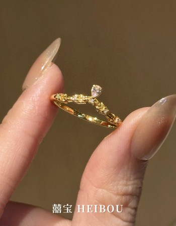 【6D镶嵌】花枝粉水滴-戒指