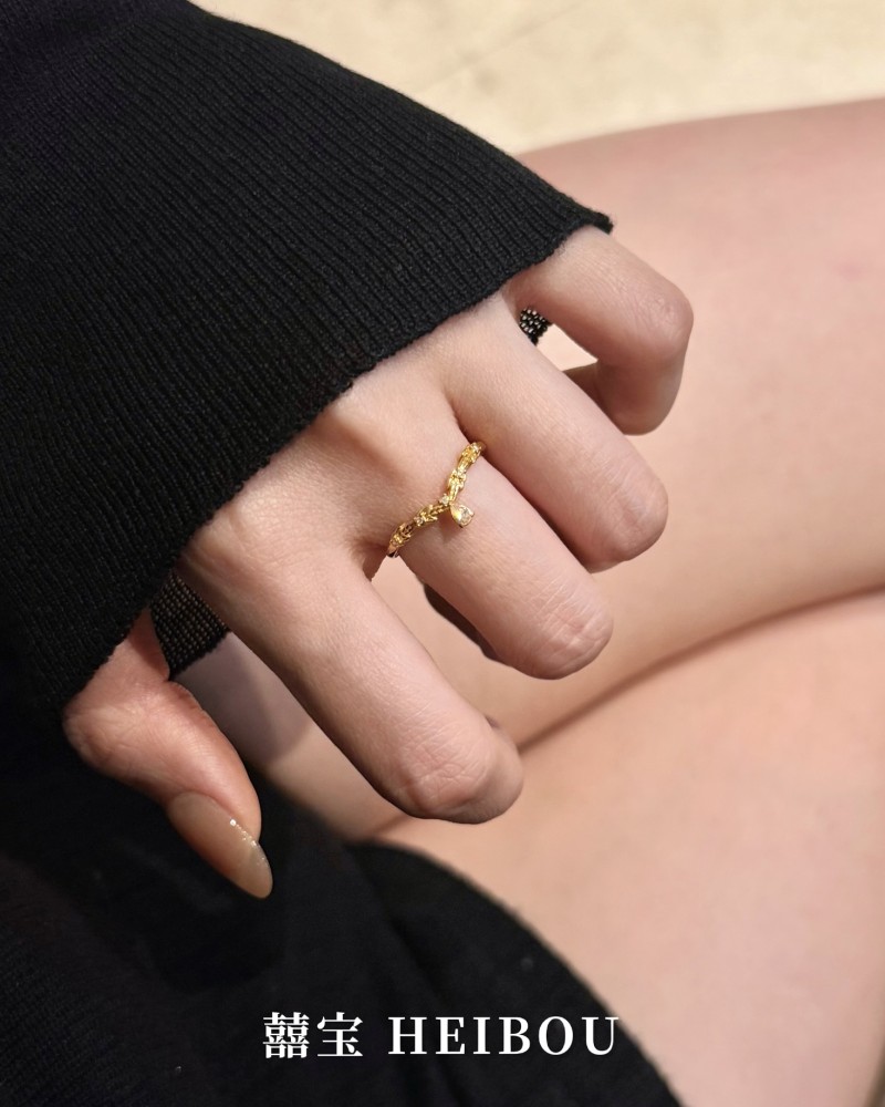 【6D镶嵌】花枝粉水滴-戒指