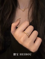 【6D镶嵌】花枝粉水滴-戒指