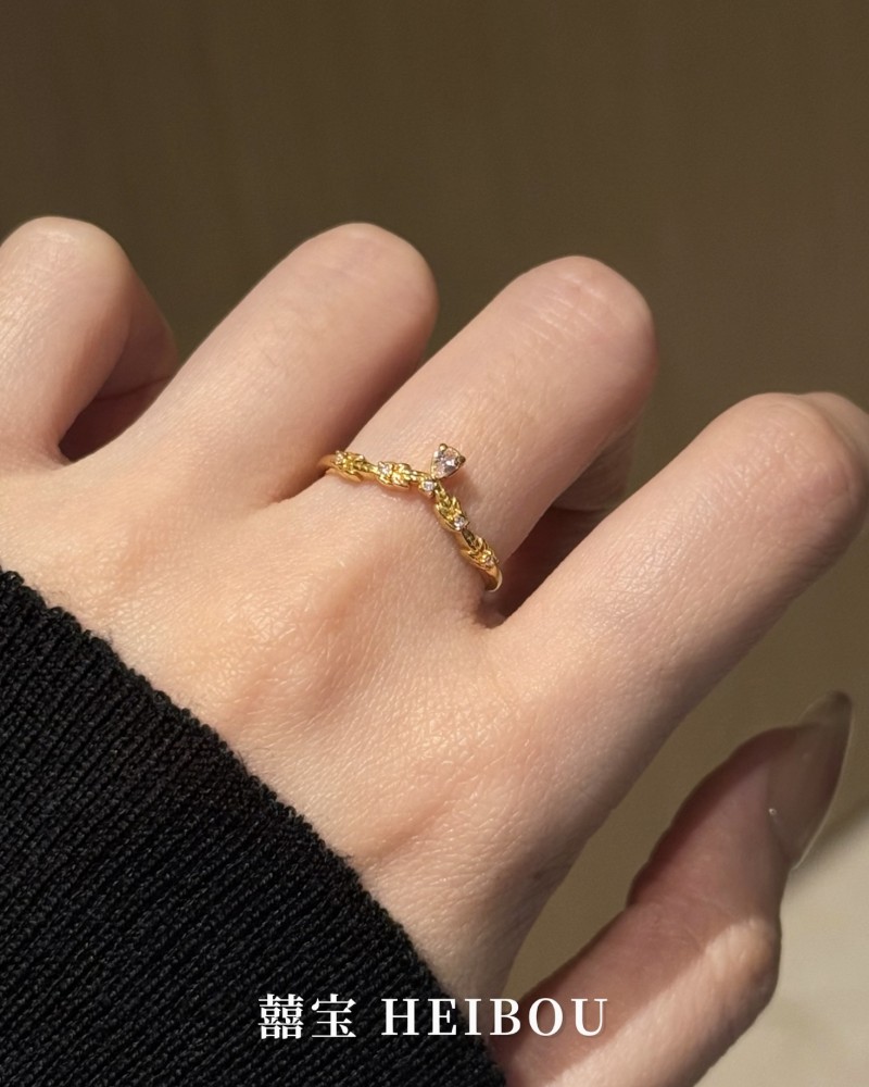 【6D镶嵌】花枝粉水滴-戒指