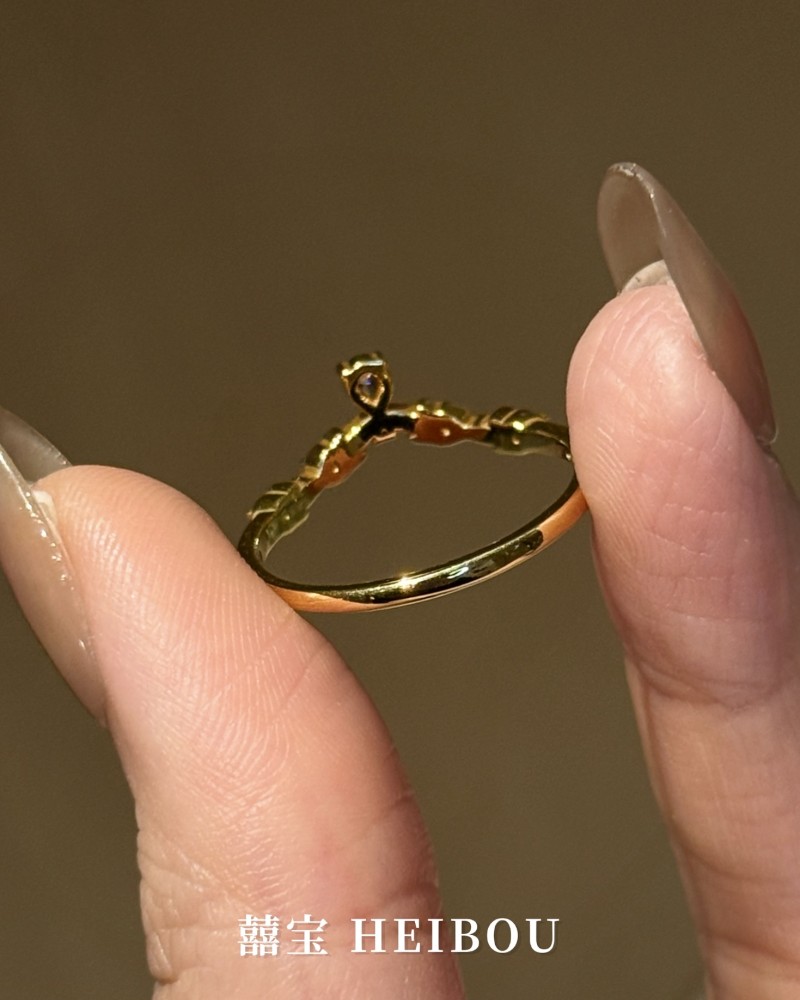 【6D镶嵌】花枝粉水滴-戒指