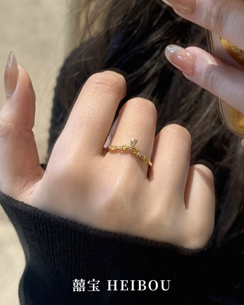 【6D镶嵌】花枝粉水滴-戒指