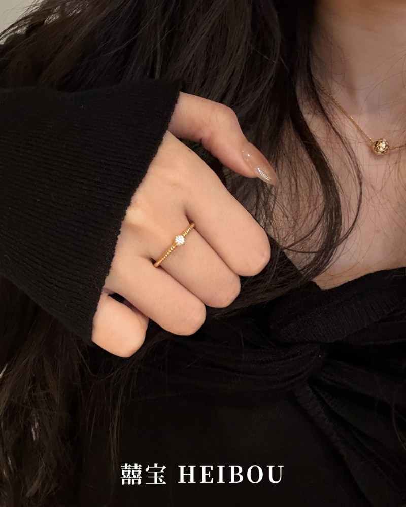 【6D镶嵌】麻花小钻戒指