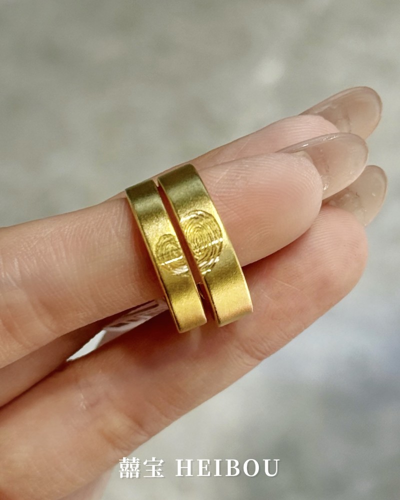 【古法实心】爱心指纹-对戒