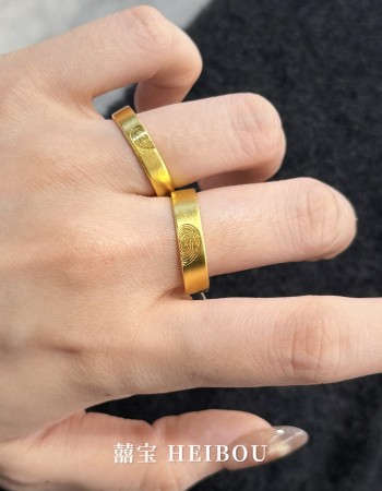 【古法实心】爱心指纹-对戒