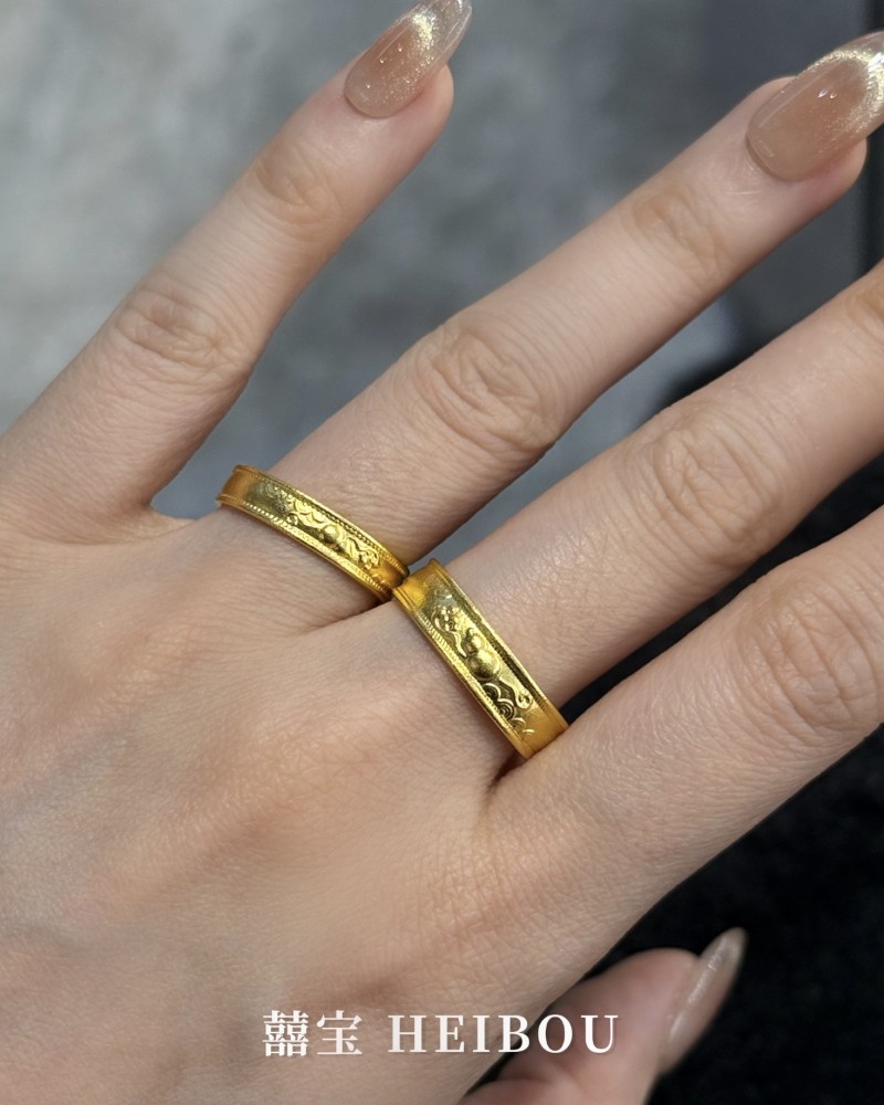 【古法实心】祥云葫芦-对戒