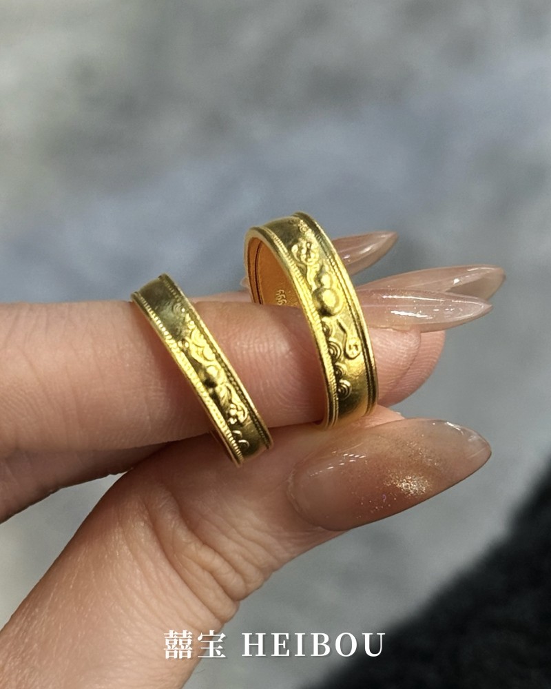 【古法实心】祥云葫芦-对戒