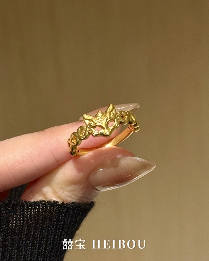 【无氢5D】铜钱狐面戒指