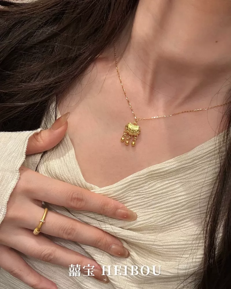 【无氢款】铃铛百福锁-吊坠