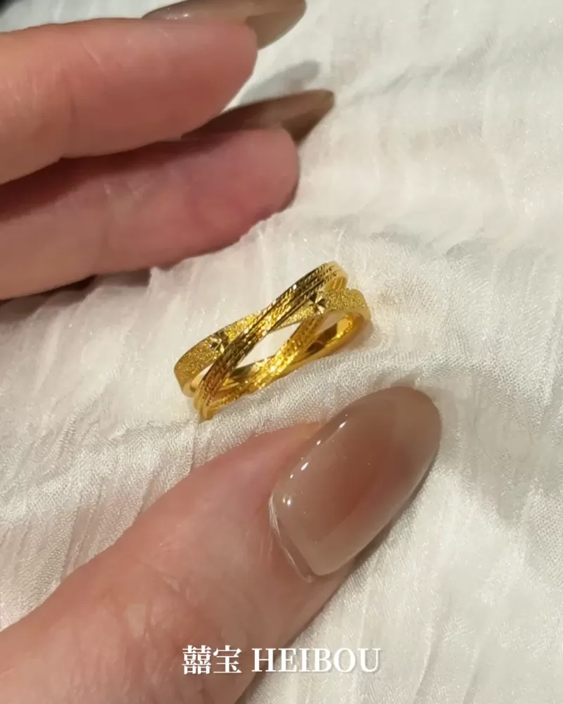 【5G实心】小双环星光戒指